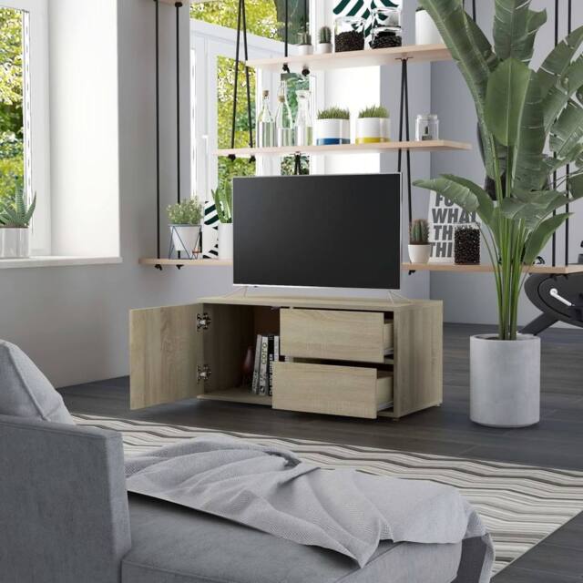 Berkfield Home TV Cabinet Sonoma Oak 80x34x36 cm Engineered Wood in Light Tan - Size: 80 x 34 x 36 cm - image 1
