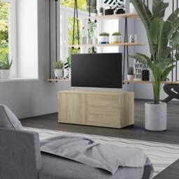 Berkfield Home TV Cabinet Sonoma Oak 80x34x36 cm Engineered Wood in Light Tan - Size: 80 x 34 x 36 cm - thumbnail 2