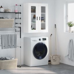 Berkfield Home Wall Mounted Cabinet White 69.5x34x90 cm - thumbnail 1
