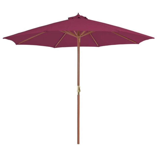 Berkfield Home Outdoor Parasol with Wooden Pole 300 cm Bordeaux Red - image 1