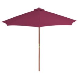 Berkfield Home Outdoor Parasol with Wooden Pole 300 cm Bordeaux Red - thumbnail 2