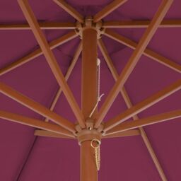 Berkfield Home Outdoor Parasol with Wooden Pole 300 cm Bordeaux Red - thumbnail 5