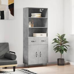 Berkfield Home Highboard Concrete Grey 69.5x34x180 cm Engineered Wood - thumbnail 2