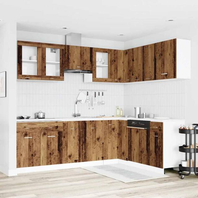 Berkfield Home 11 Piece Kitchen Cabinet Set Lyon Old Wood Engineered Wood in Brown - image 1