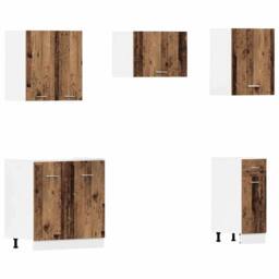Berkfield Home 11 Piece Kitchen Cabinet Set Lyon Old Wood Engineered Wood in Brown - thumbnail 5