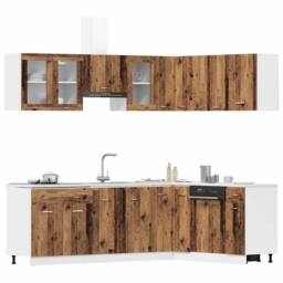 Berkfield Home 11 Piece Kitchen Cabinet Set Lyon Old Wood Engineered Wood in Brown - thumbnail 3