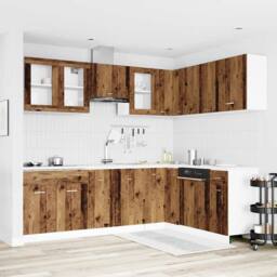Berkfield Home 11 Piece Kitchen Cabinet Set Lyon Old Wood Engineered Wood in Brown - thumbnail 1