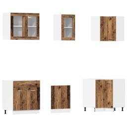 Berkfield Home 11 Piece Kitchen Cabinet Set Lyon Old Wood Engineered Wood in Brown - thumbnail 4