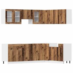 Berkfield Home 11 Piece Kitchen Cabinet Set Lyon Old Wood Engineered Wood in Brown - thumbnail 2