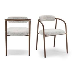FurnitureboxUK 2x Rhea Grey Fabric Dining Chairs Bronze Legs - thumbnail 6
