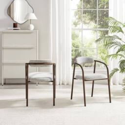 FurnitureboxUK 2x Rhea Grey Fabric Dining Chairs Bronze Legs - thumbnail 3