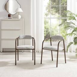 FurnitureboxUK 2x Rhea Grey Fabric Dining Chairs Bronze Legs - thumbnail 2