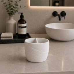 Showerdrape Ripple Bathroom Accessory Set - Soap Dish & Toothbrush Holder in White - thumbnail 7