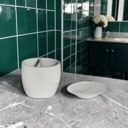 Showerdrape Ripple Bathroom Accessory Set - Soap Dish & Toothbrush Holder in White