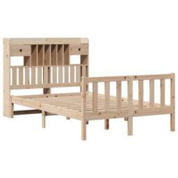 Berkfield Home Bookcase Bed without Mattress 135x190 cm Double Solid Wood Pine in Natural - thumbnail 3