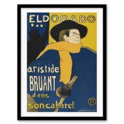 "Artery8 Eldorado Aristide Bruant Vintage Framed Wall Art Print Toulouse Lautrec in Blue - Size: W12"" x H16""" - thumbnail 1