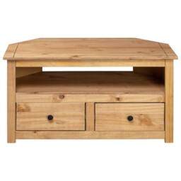 Berkfield Home Corner TV Cabinet 93x49x49 cm Solid Pine Panama Range in Brown - Size: 93 x 49 x 49 cm - thumbnail 5