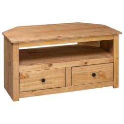 Berkfield Home Corner TV Cabinet 93x49x49 cm Solid Pine Panama Range in Brown - Size: 93 x 49 x 49 cm - thumbnail 4