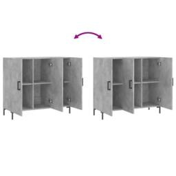 Berkfield Home Sideboard Concrete Grey 90x34x80 cm Engineered Wood - Size: 90 x 34 x 80 cm - thumbnail 9