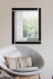 MirrorOutlet Aston Black Double Bevelled All Glass Mirror 68 x 58 CM - Size: 1 Pack