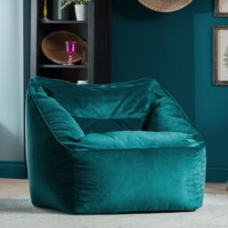 icon Natalia Velvet Adults Bean Bag Armchair & Pouffe, Large Beanbag & Footstool Dusk Pink in Teal - thumbnail 3