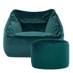 icon Natalia Velvet Adults Bean Bag Armchair & Pouffe, Large Beanbag & Footstool Dusk Pink in Teal - thumbnail 4