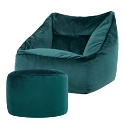 icon Natalia Velvet Adults Bean Bag Armchair & Pouffe, Large Beanbag & Footstool Dusk Pink in Teal - thumbnail 1