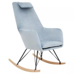 Orsina Velvet Rocking Chair, Versatile Velvet Accent Chair, High-Back & Comfy Armchair in Blue - thumbnail 2