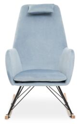 Orsina Velvet Rocking Chair, Versatile Velvet Accent Chair, High-Back & Comfy Armchair in Blue - thumbnail 7