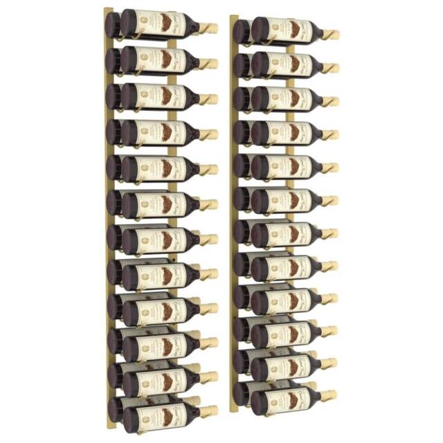 Berkfield Home Wall Mounted Wine Rack for 24 Bottles 2 pcs Gold Iron - image 1
