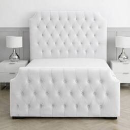 Living Comfort Bedz Westminster Plush Upholstered Bed Slatted Base with 48Inch Headboard in White - Size: King - thumbnail 2