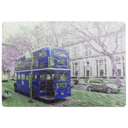 Benjamin Tate Design London Bus Behind Blue Rug in Natural - Size: Large - thumbnail 1