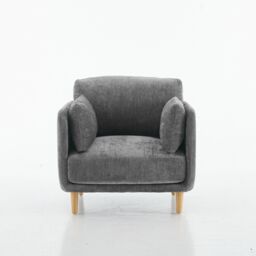 FURNITURE ONE Velvet Upholstered Armchair, Luxury Modern Single Chair in Grey - Size: 1 Seater - thumbnail 2