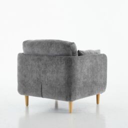 FURNITURE ONE Velvet Upholstered Armchair, Luxury Modern Single Chair in Grey - Size: 1 Seater - thumbnail 5