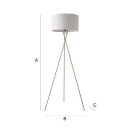 ValueLights Camden Brushed Chrome Tripod Floor Lamp with Grey Drum Lamp Shade - thumbnail 9