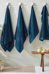 Furn Textured Weave Oxford Panel Bath Towel in Blue - thumbnail 3