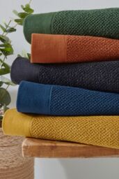 Furn Textured Weave Oxford Panel Bath Towel in Blue - thumbnail 4