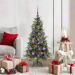 Berkfield Home Elegant Artificial Hinged Christmas Tree Green 120 cm PE & PVC - thumbnail 2