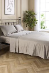 Hotel Pure Luxury 5 Star Flat Sheet in Grey - Size: Single - thumbnail 2