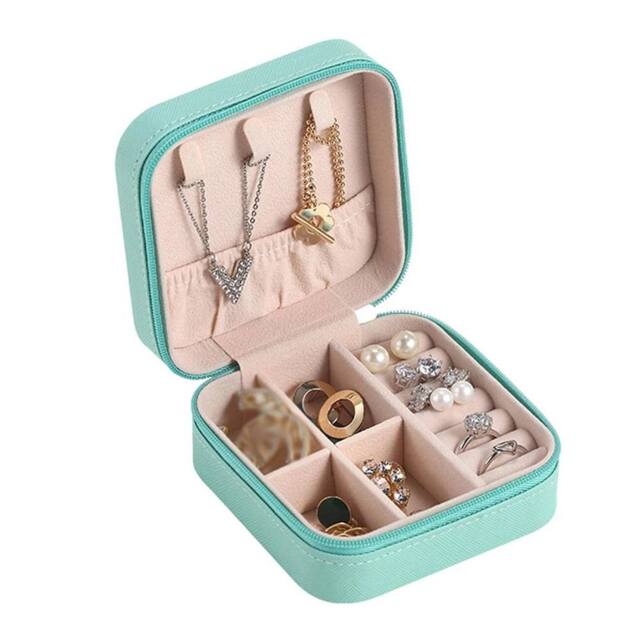 KORVIXA Blue Portable Jewellery Box Organizer in Aqua - image 1
