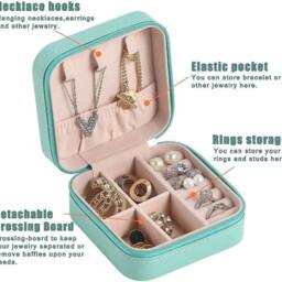 KORVIXA Blue Portable Jewellery Box Organizer in Aqua - thumbnail 2
