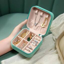 KORVIXA Blue Portable Jewellery Box Organizer in Aqua - thumbnail 4