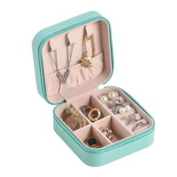 KORVIXA Blue Portable Jewellery Box Organizer in Aqua