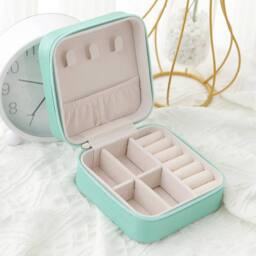 KORVIXA Blue Portable Jewellery Box Organizer in Aqua - thumbnail 5