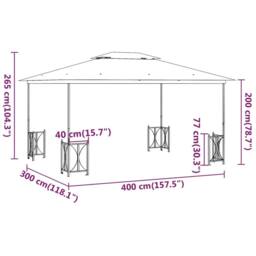 Berkfield Home Gazebo with Sidewalls&Double Roofs 3x4 m Anthracite in Charcoal - thumbnail 6