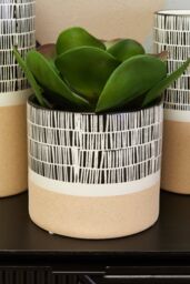 Orsina Large Striped Planter, Ceramic planter For Indoor Plants, Home Décor with Indoor flower pot for Living Room - thumbnail 2