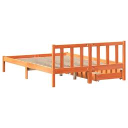 Berkfield Home Bed Frame without Mattress Wax Brown 140x200 cm Solid Wood Pine - thumbnail 6