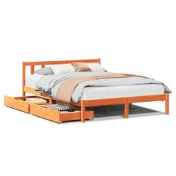 Berkfield Home Bed Frame without Mattress Wax Brown 140x200 cm Solid Wood Pine - thumbnail 2