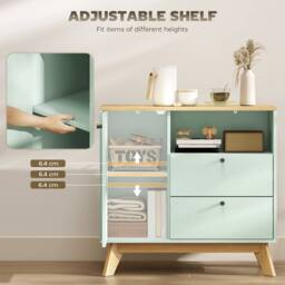 HOMCOM Sideboard, 80 cm Buffet Cabinet with 2 Drawers, Light Green & Oak - thumbnail 6