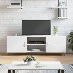 Berkfield Home TV Cabinet White 150x30x50 cm Engineered Wood - Size: 150 x 30 x 50 cm - thumbnail 2